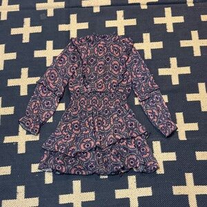 Aqua Kids Dress in Pink and Blue Pattern